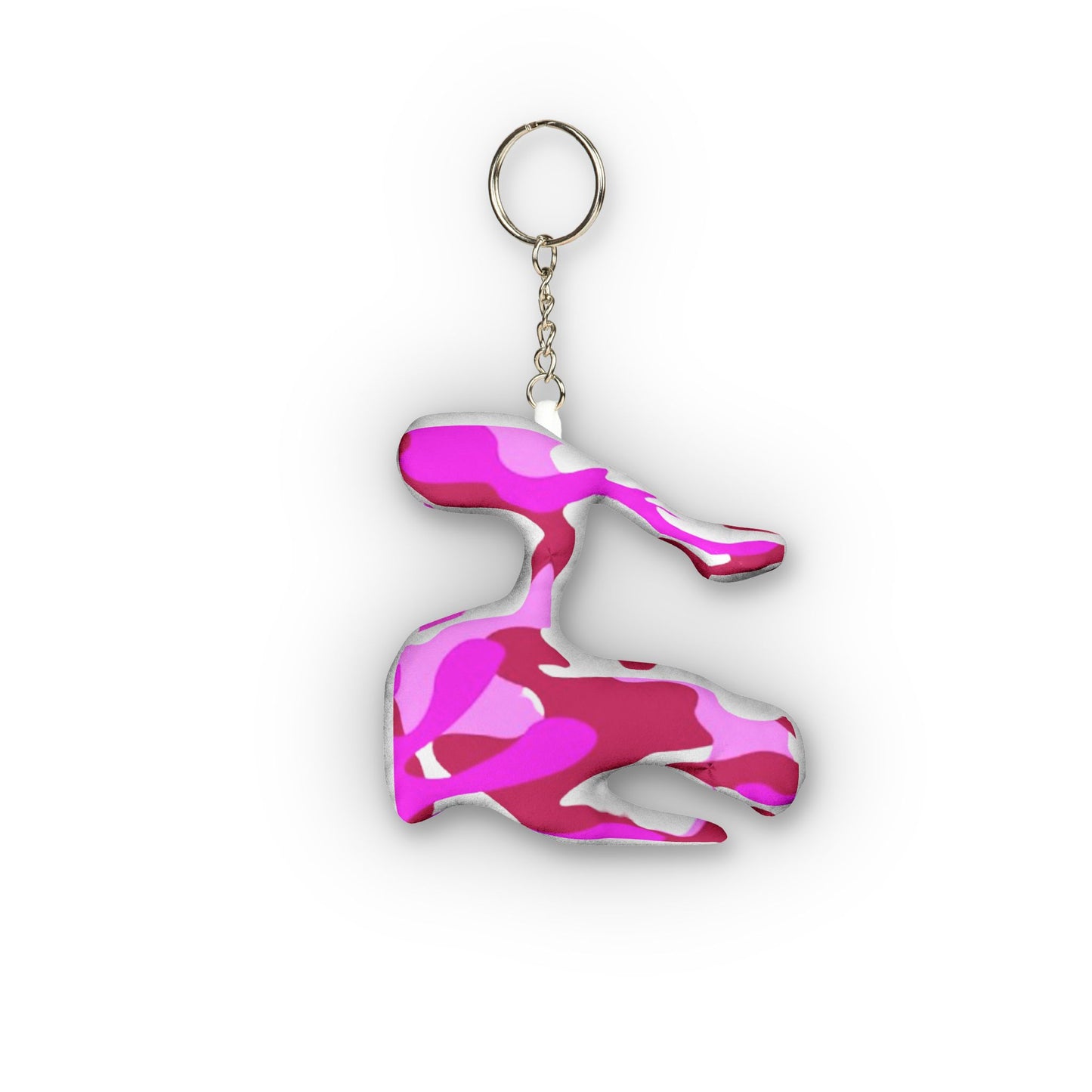 Pink Camo Custom Shape Mini Plush Keychain — Personalized Cute Plush Accessory