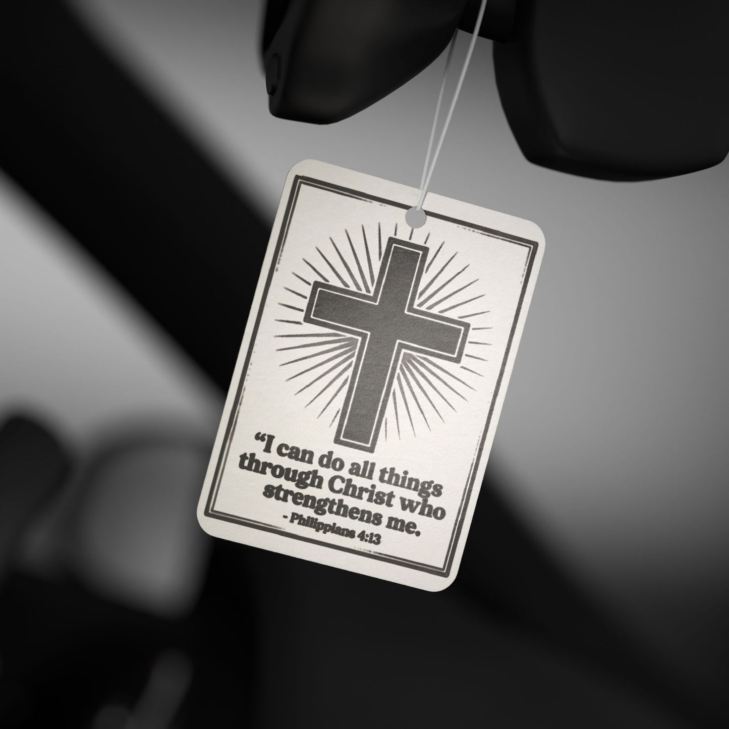 Christian Cross Car Air Freshener — "I can do all things through Christ" (Philippians 4:13)