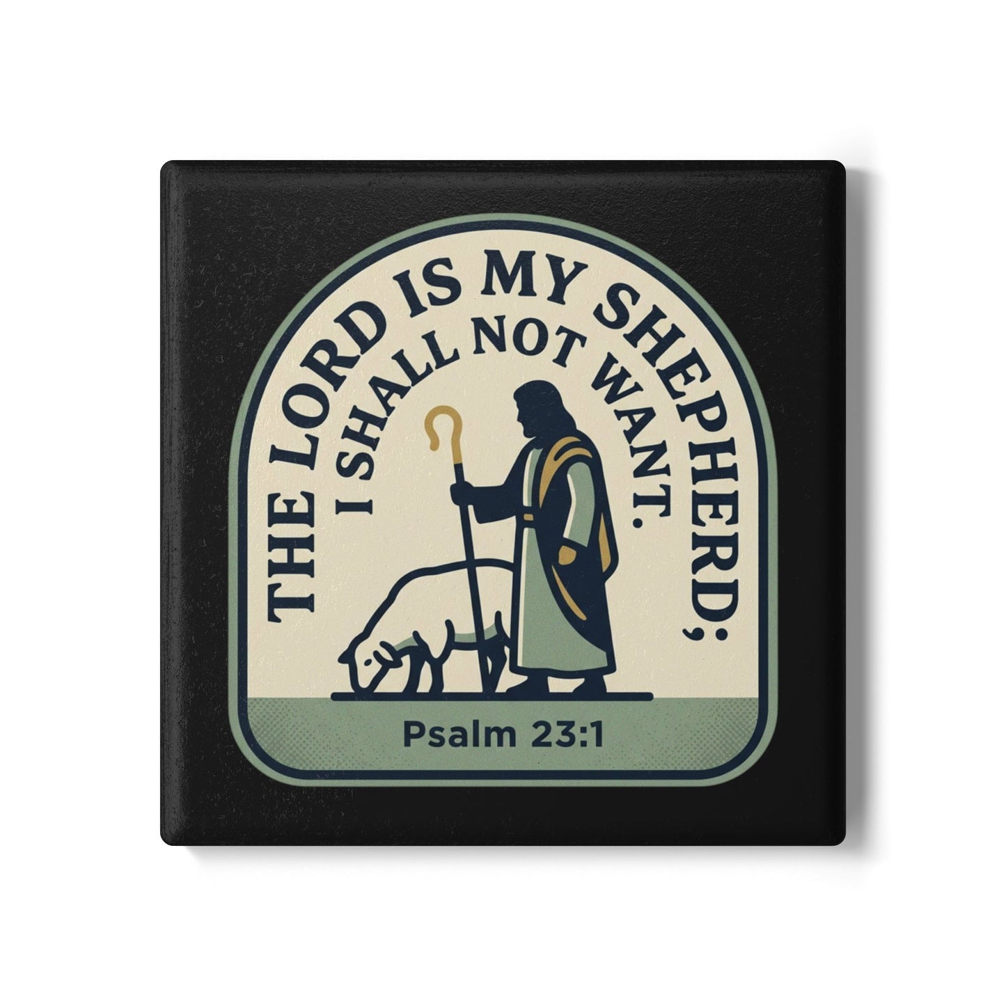 Psalm 23 Ceramic Coaster — "The Lord Is My Shepherd" Christian Drink Coaster