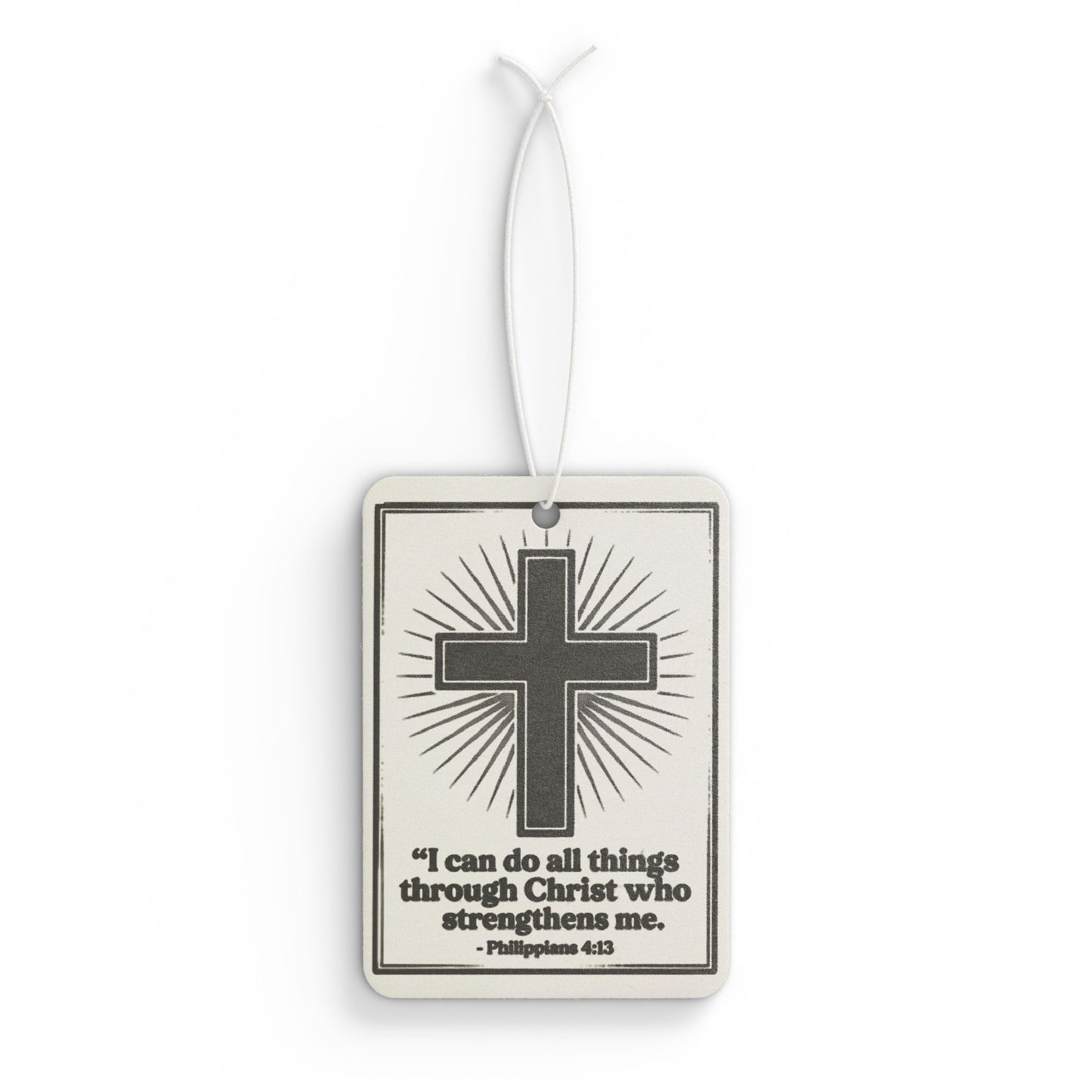 Christian Cross Car Air Freshener — "I can do all things through Christ" (Philippians 4:13)