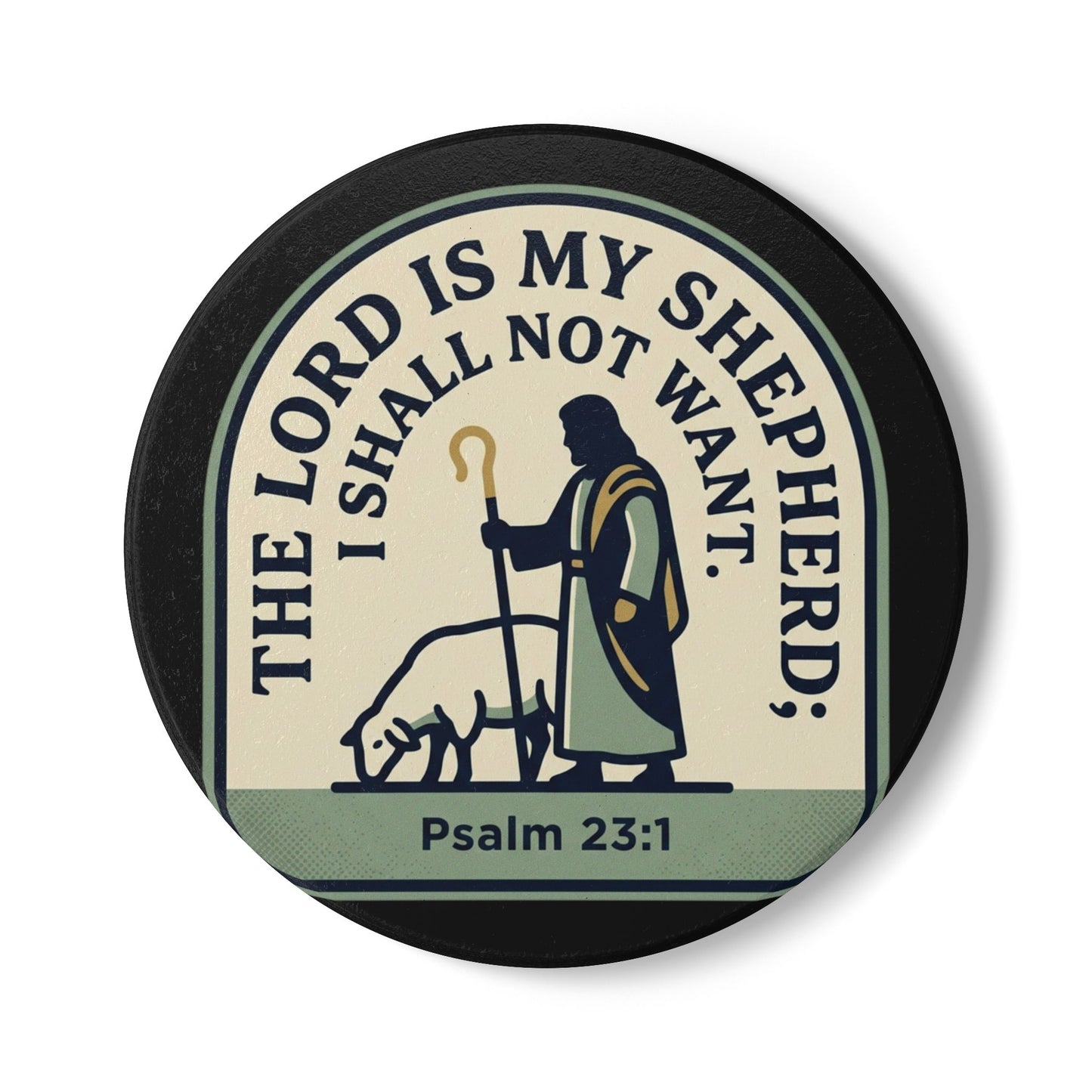 Psalm 23 Ceramic Coaster — "The Lord Is My Shepherd" Christian Drink Coaster