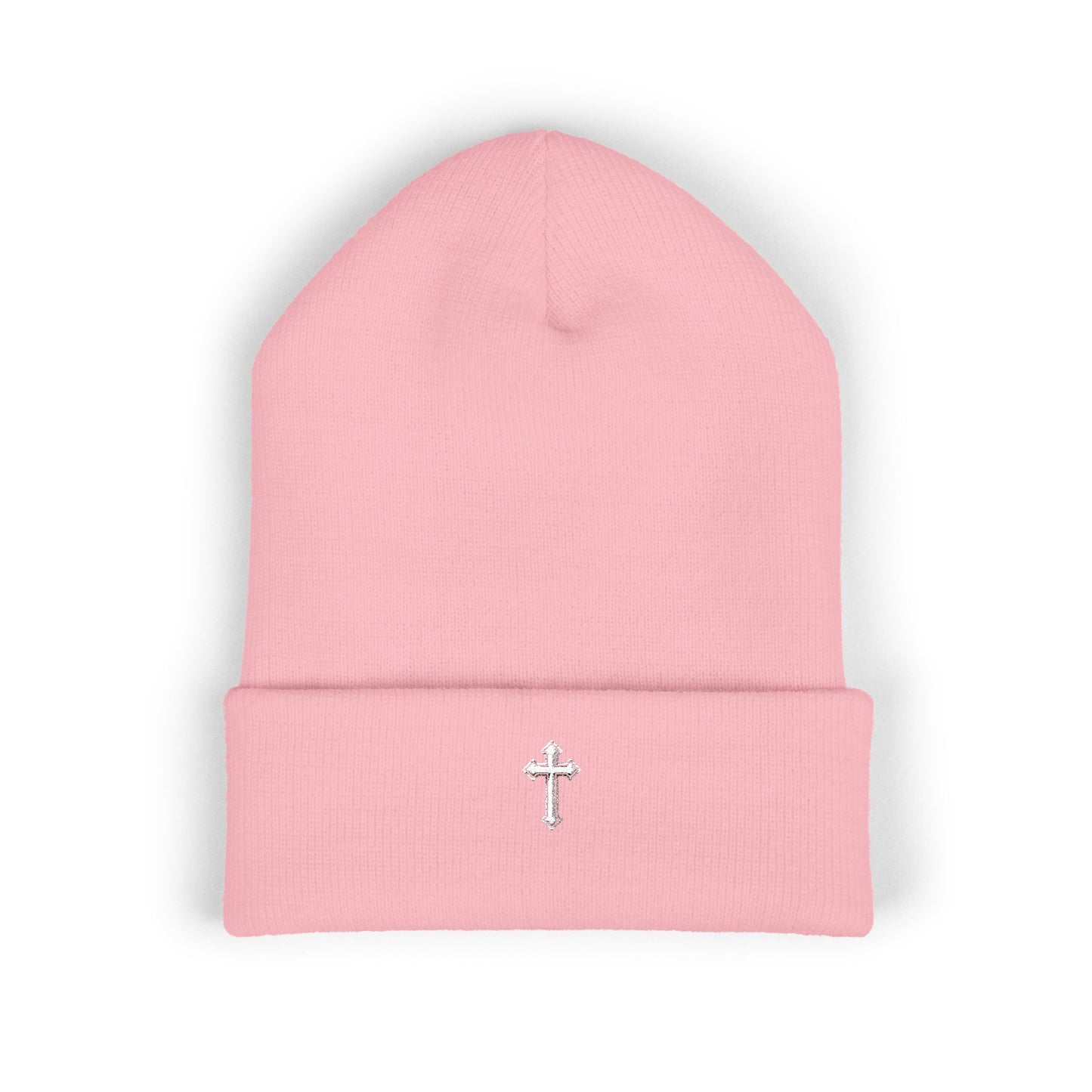Cross Cuffed Beanie — Streetwear Winter Hat, Religious Faith Accessory