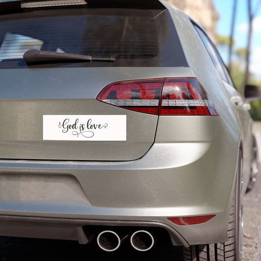 Car Magnet — "God Is Love" Script Religious Bumper Sticker