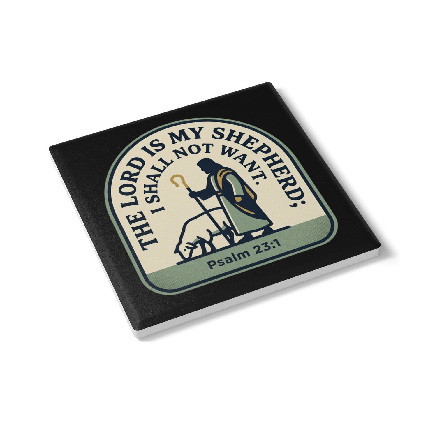 Psalm 23 Ceramic Coaster — "The Lord Is My Shepherd" Christian Drink Coaster