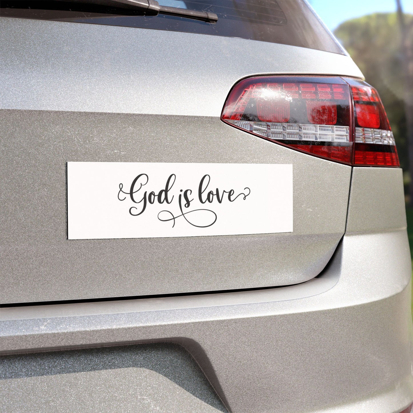 Car Magnet — "God Is Love" Script Religious Bumper Sticker