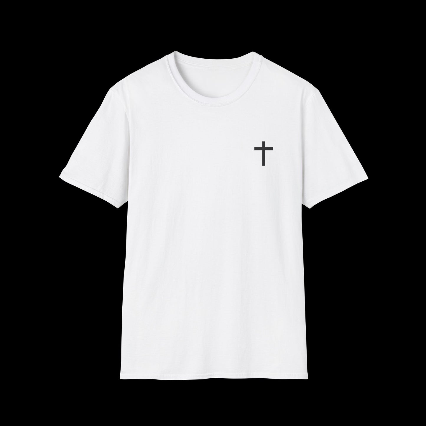 Cross And Bible Verse T-Shirt — Small Chest & Neck Cross Christian Tee