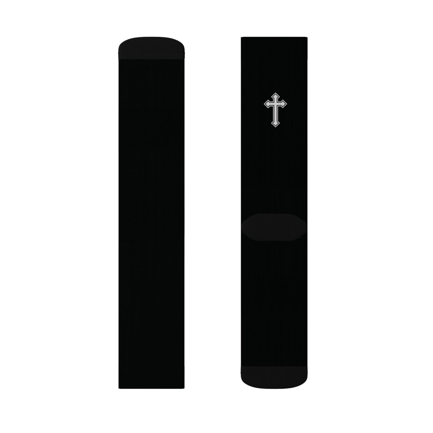 Black Socks with Small Cross — Christian Faith Crew Socks