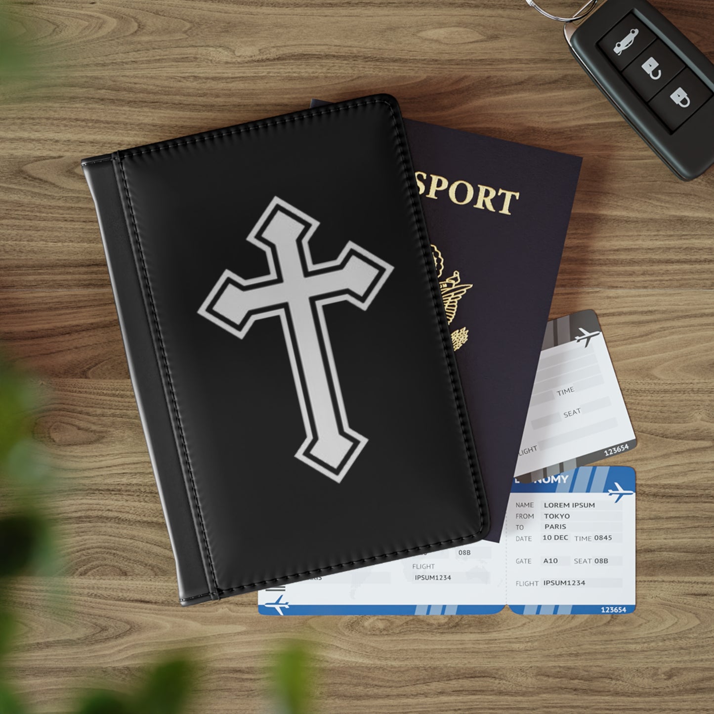 Christian Cross Passport Cover – Black Leather Travel Protector