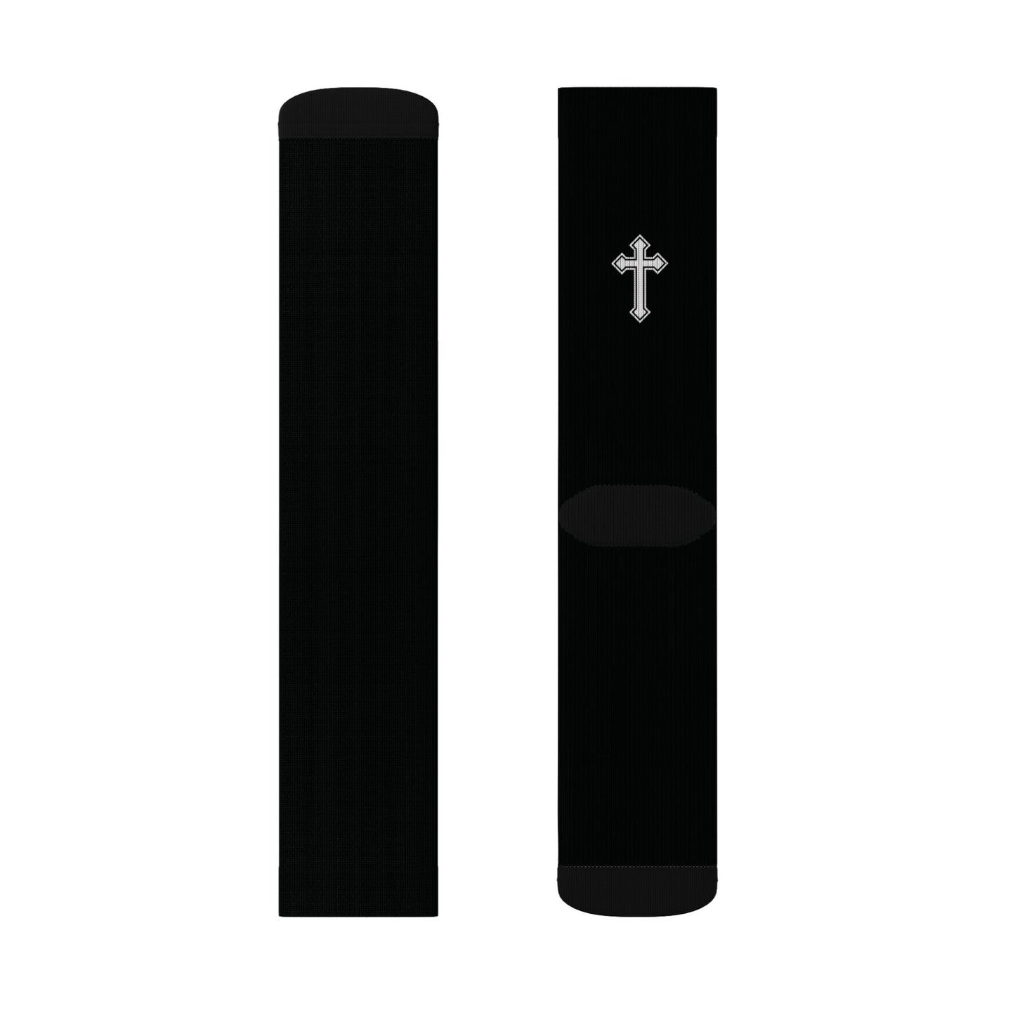 Black Socks with Small Cross — Christian Faith Crew Socks