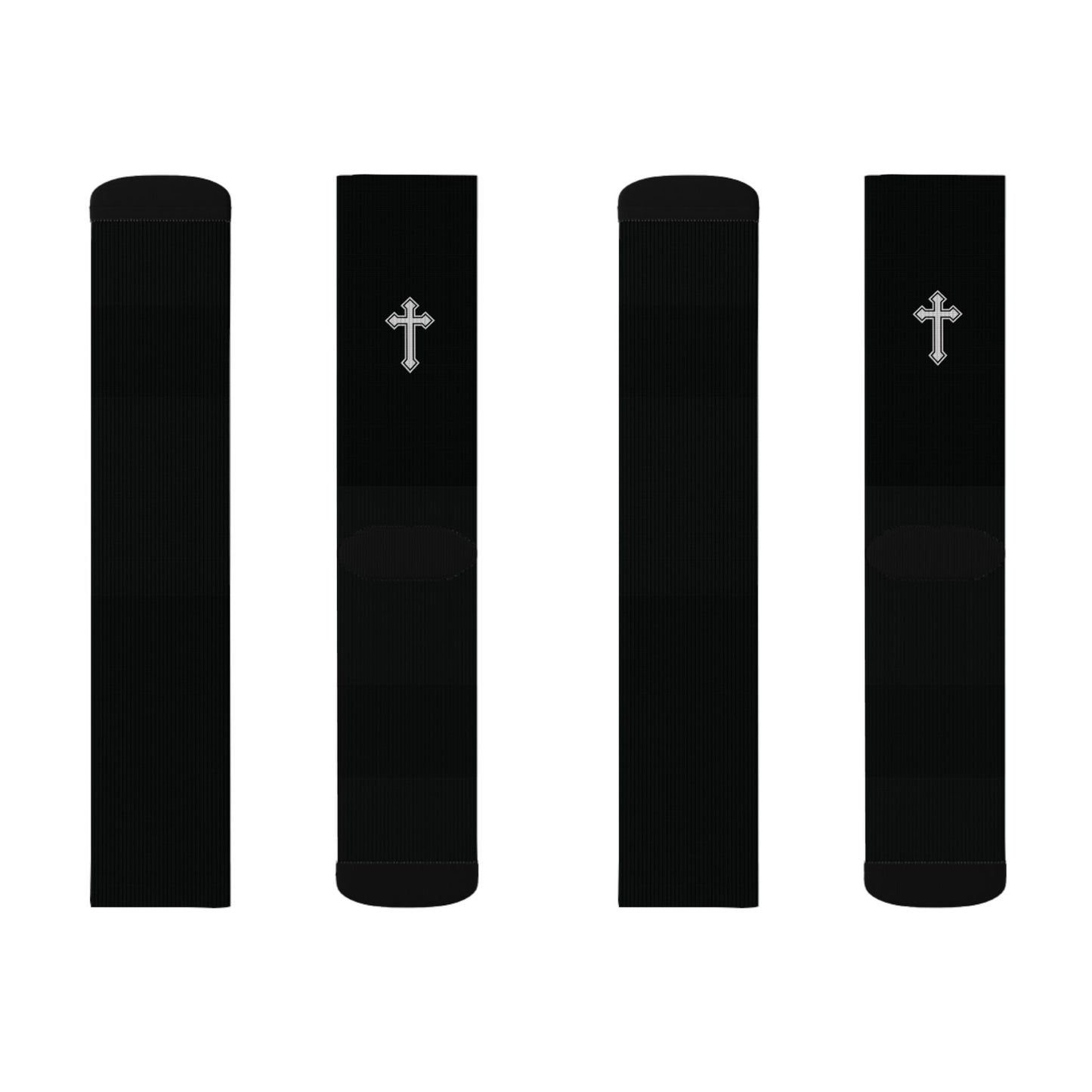 Black Socks with Small Cross — Christian Faith Crew Socks